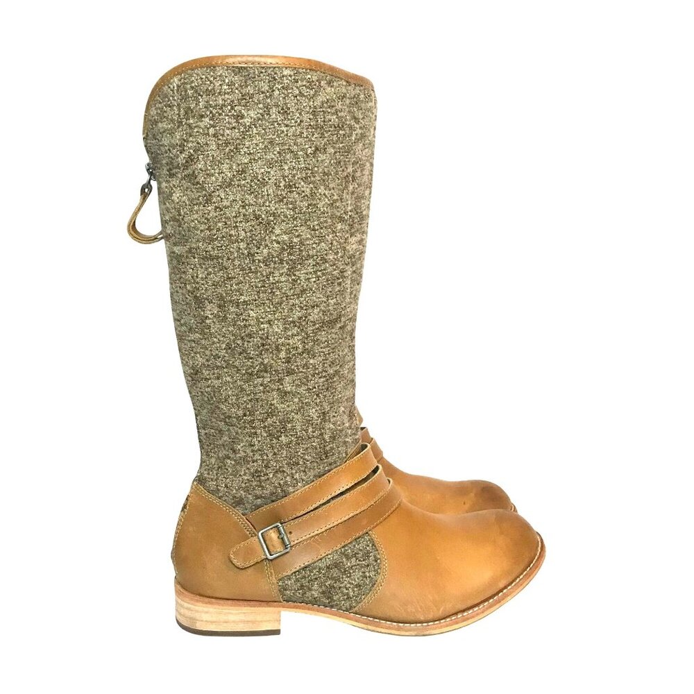 CAT Caterpillar Sabrina Womens 8.5 Tan Leather Knee High Boots Wool Lined
